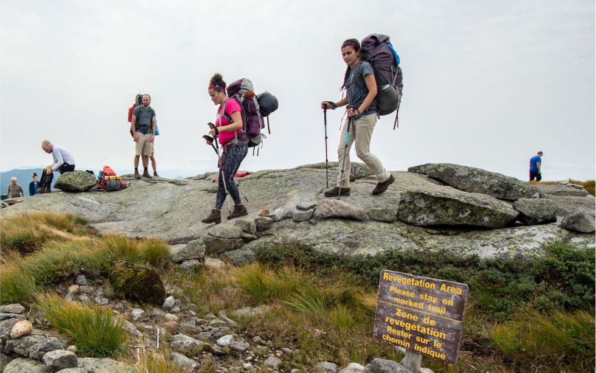 Hikers on rocks